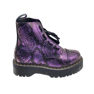 Dr. Martens Sinclair Boots Womens Size 8 Purple Snake Platform Zip Lace Up Shoes